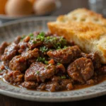 Plate Of Braised Beef With Bread