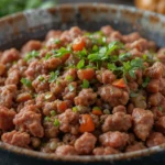 Ground Beef With Herbs In a Bowl