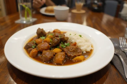 Plate Of Beef Stew With Sides