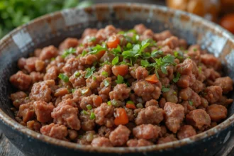 Ground Beef With Herbs In Bowl