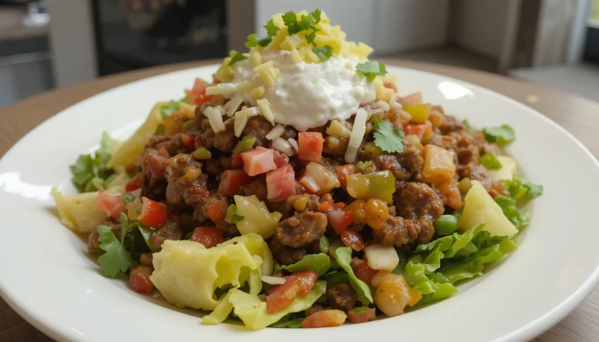 Taco Salad With Beef And Toppings