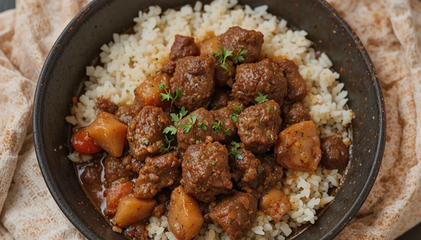 Beer-Braised Beef Stew With Rice