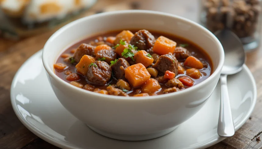 Bowl Of Beef Stew With Beans