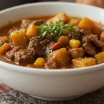 Bowl Of Beef Stew With Corn And Potatoes