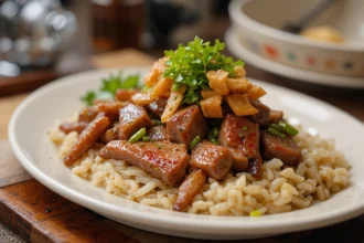Japanese Beef Dish With Garnish