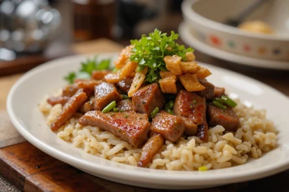 Japanese Beef Dish With Garnish