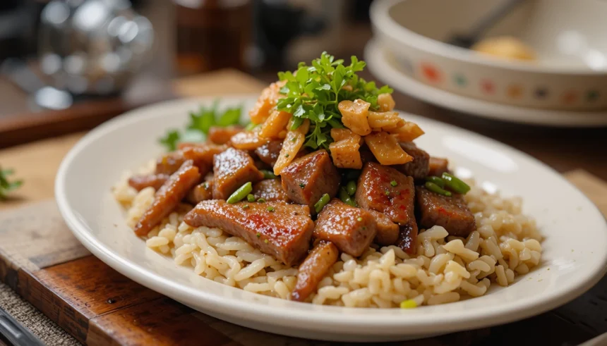 Japanese Beef Dish With Garnish