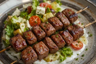 Grilled Beef Skewers With Salad