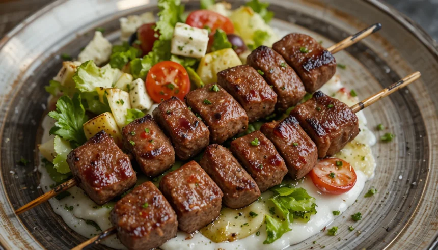 Grilled Beef Skewers With Salad