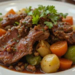 Elegant Plated Beef Dish With Vegetables