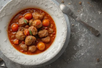 Bowl Of Beef Stew With Tomatoes