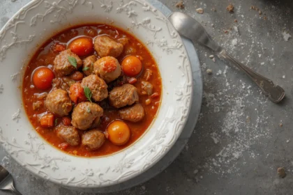 Bowl Of Beef Stew With Tomatoes
