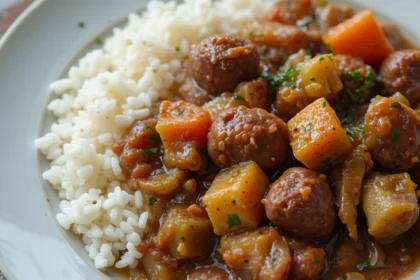 Beef Stew With Rice And Vegetables