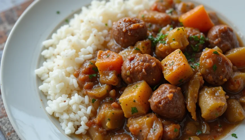 Beef Stew With Rice And Vegetables