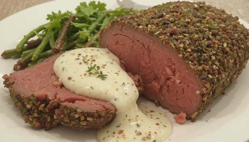 Herb Crusted Roast Beef With Horseradish Sauce