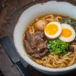 Bowl Of Ramen With Beef And Egg