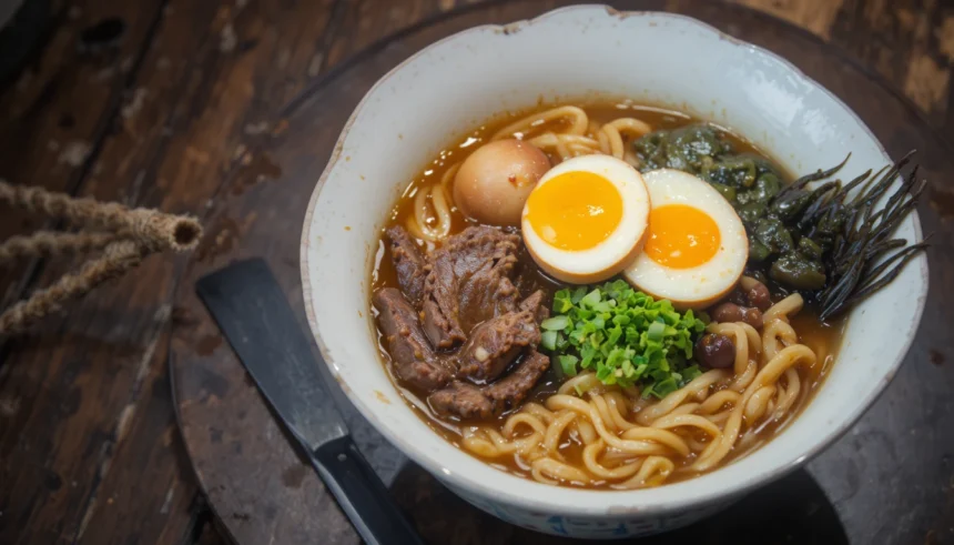 Bowl Of Ramen With Beef And Egg