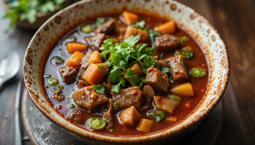Indonesian Beef Soup With Chili Sauce