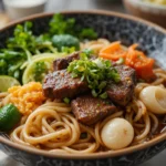 Asian Noodle Bowl With Beef And Vegetables