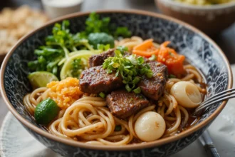 Asian Noodle Bowl With Beef And Vegetables
