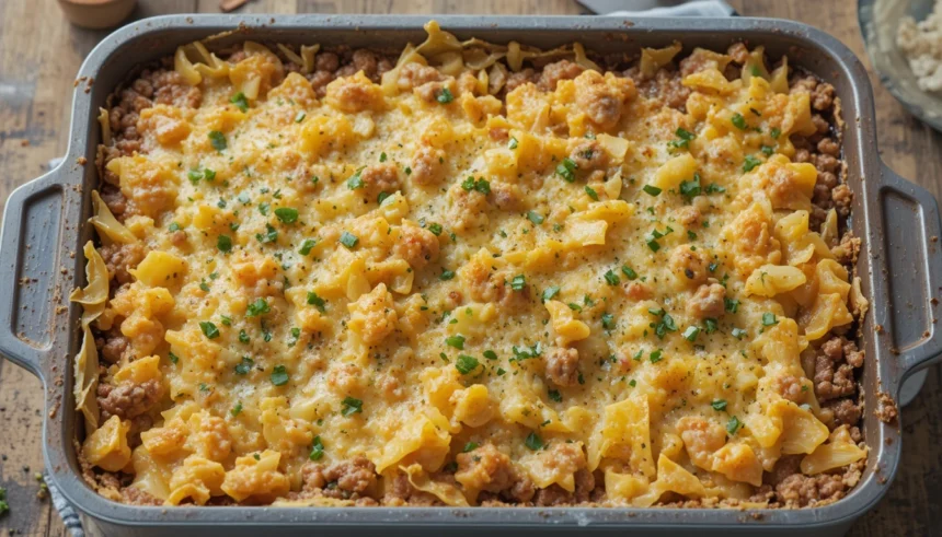 Keto Cheesy Cabbage Casserole With Ground Beef