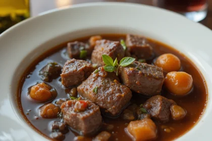 Bowl Of Beef Stew With Wine