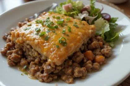 Cheesy Beef Casserole With Salad