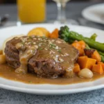 Plate Of Beef With Gravy And Vegetables