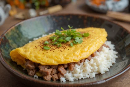 Japanese Beef Omelette With Rice