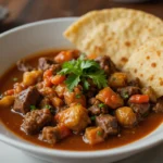Bowl Of Beef Stew With Tortillas