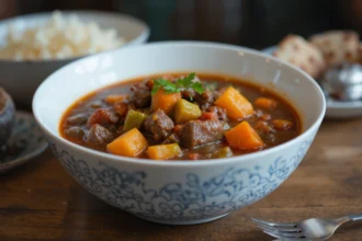 Bowl Of Beef Stew With Sides