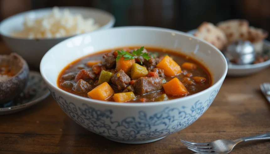 Bowl Of Beef Stew With Sides