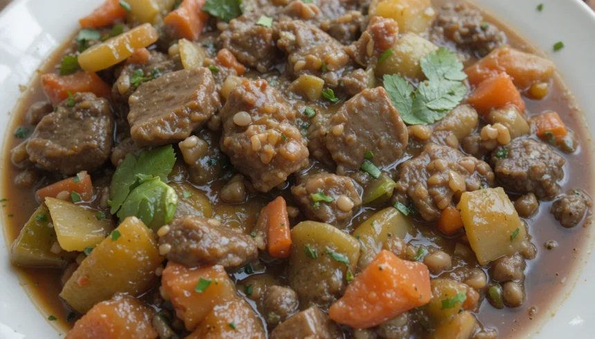 Beef Curry With Rice And Vegetables