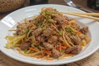 Beef Salad With Chopsticks