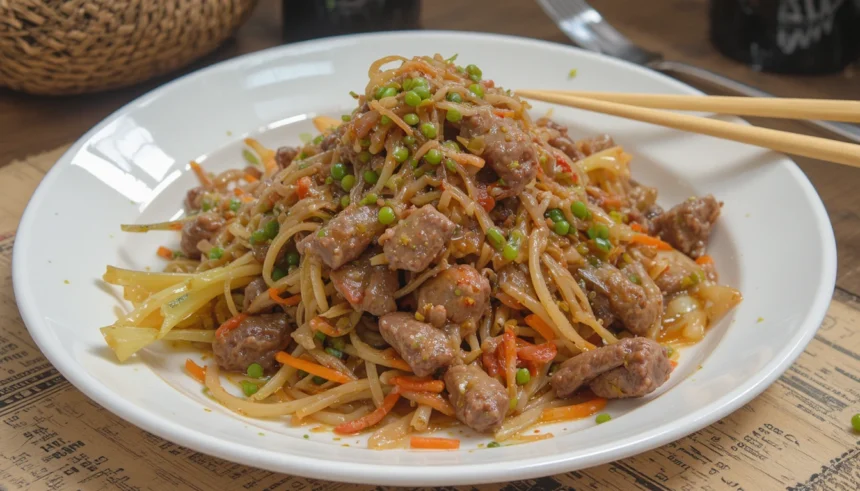 Beef Salad With Chopsticks