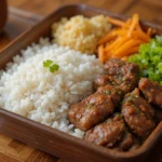 Japanese Bento Box With Rice And Beef