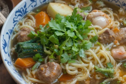 Udon Soup With Beef And Vegetables
