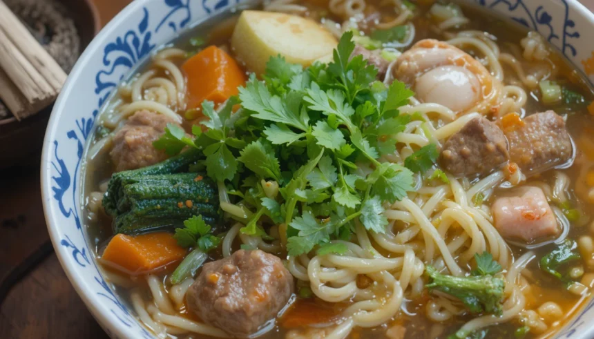 Udon Soup With Beef And Vegetables