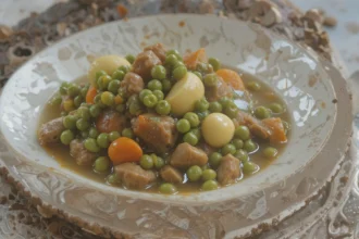 Fresh Pea Stew With Ground Beef