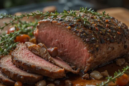 Roast Beef With Thyme Garnish