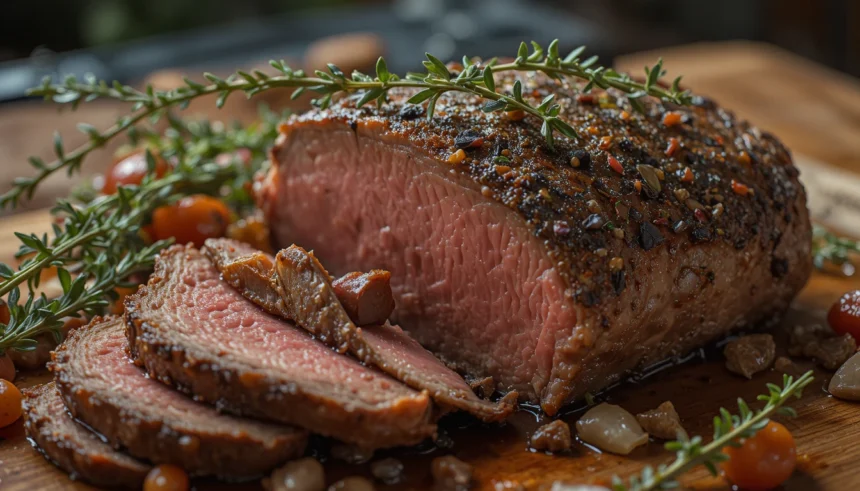 Roast Beef With Thyme Garnish