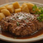 Plate Of Beef With Potatoes And Sauce