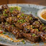 Grilled Beef Satay With Spicy Peanut Sauce