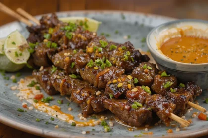 Grilled Beef Satay With Spicy Peanut Sauce