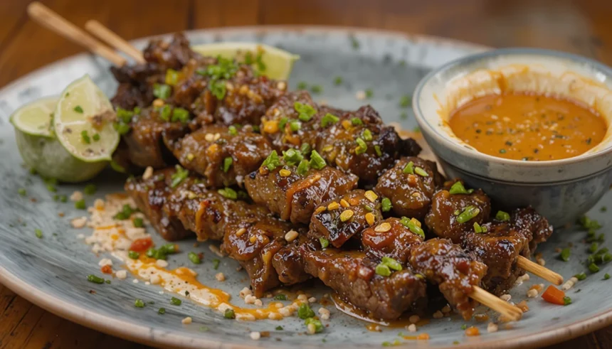 Grilled Beef Satay With Spicy Peanut Sauce
