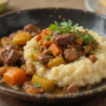 Beef Stew With Vegetables And Mashed Potatoes