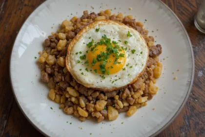 Beef Hash With Fried Egg