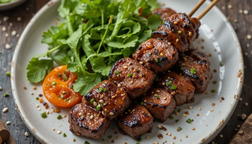 Grilled Beef Skewers With Sesame Seeds